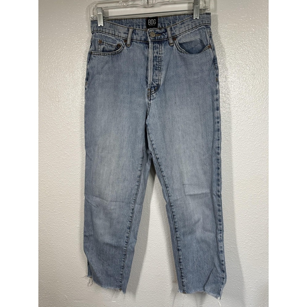 BDG Urban Outfitters Jeans Womens 27 Blue Slim Straight Raw Hem Distressed Denim